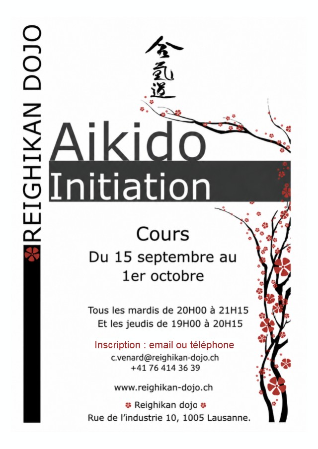 Affiche du cours d'initiation à l'aikido - Reighikan Dojo